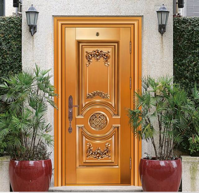 Luxury single open copper door